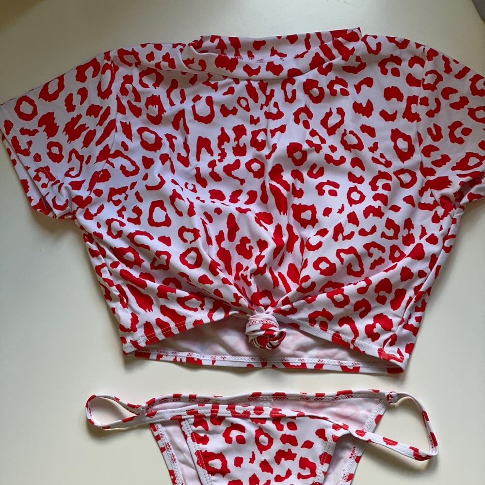 ❗️1 Left❗️red Cheetah Print Swim Bikini-Womens Small - Picture 2 of 6